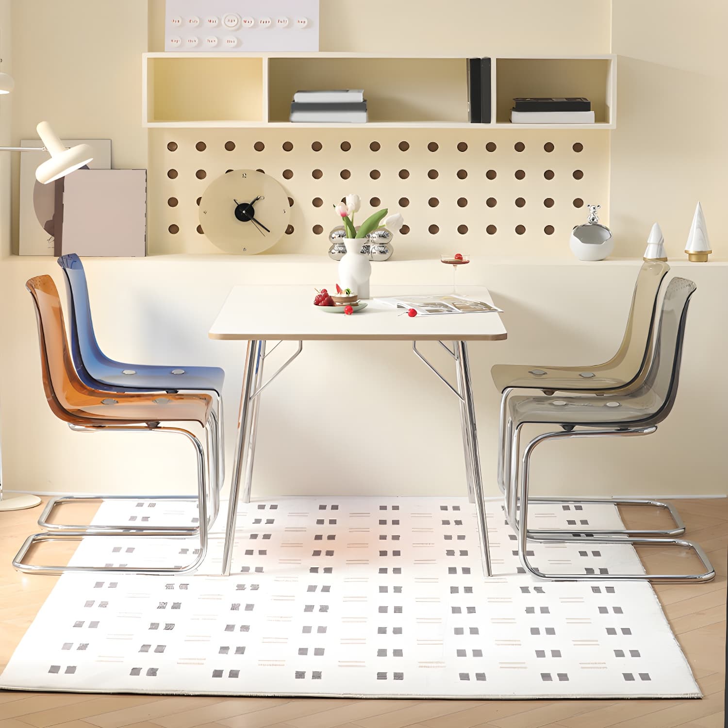 Modern Low-Back Side Chair in Plastic & Acrylic with Metal Legs - Silver - image 16