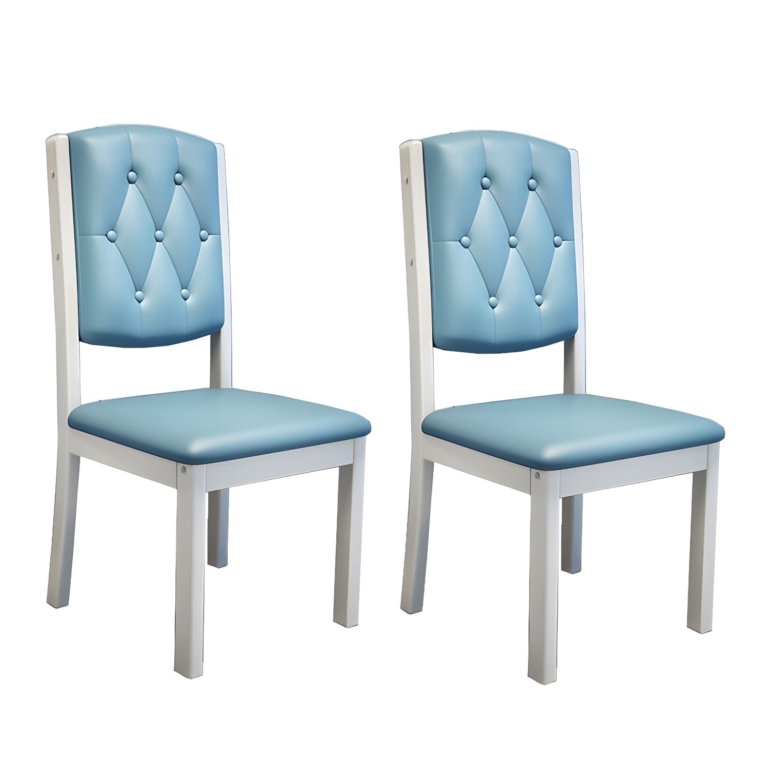 Matte Finish Leather Side Chair with Solid Wood Base for Home - image 3