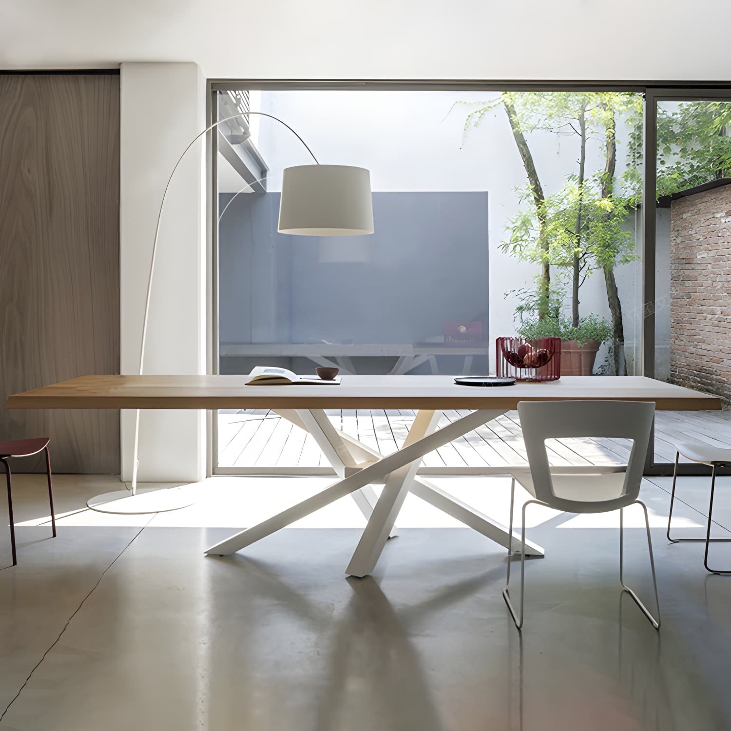 Rectangle 4 Legs Industrial Table Solid Wood Fixed Table for Restaurant - image 9