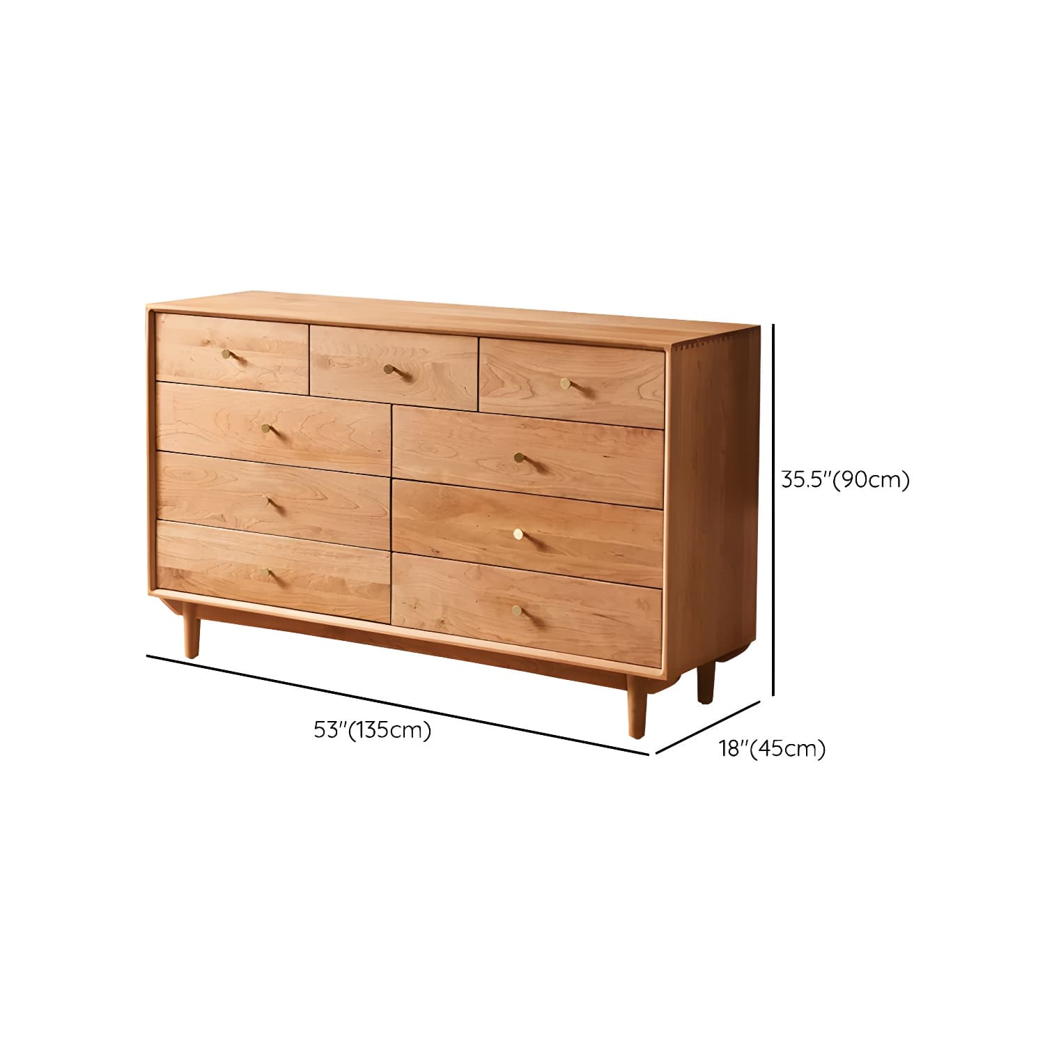Modern Brown Wood Dresser with Drawers and Gold Metal Handles - image 21