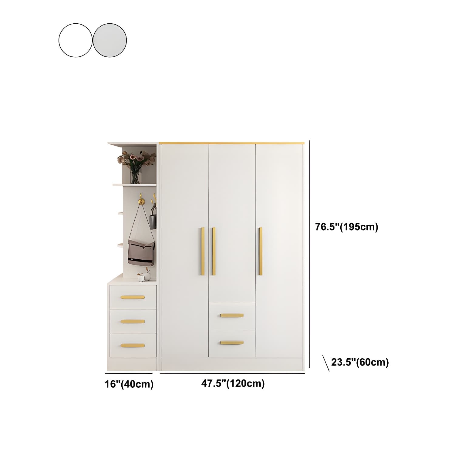 Contemporary Style Wardrobe Wooden Wardrobe Closet with Drawer - image 28