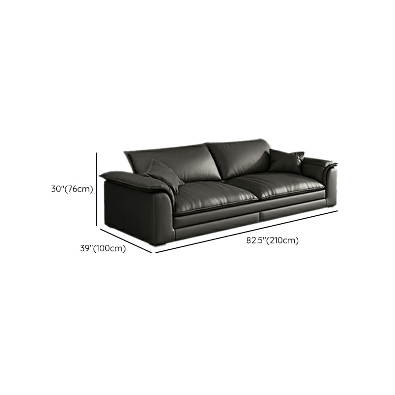Black Cushion Back 30'' Interface Genuine Leather Sofa Pillow Top Arm - image 13