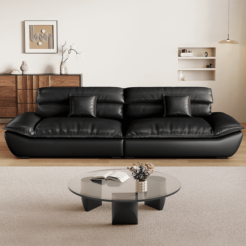 Contemporary Modern Solid Color Stain Resistant Standard/Single Sofa in Midnight Black, Seats 4/5/3 with 1 Pillow - image 3