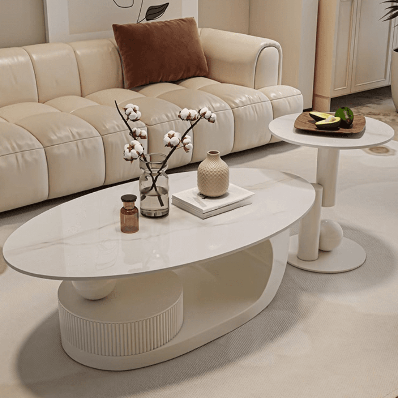 Nested Elliptical Accent Table with Repository Storage for Indoor Use - image 9