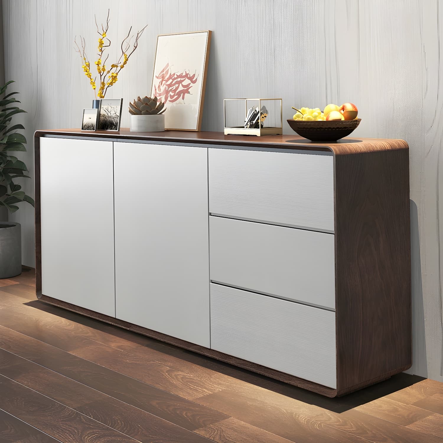 Modern Wood Buffet Sideboard Cabinet with 2 Doors and 3 Drawers - image 7