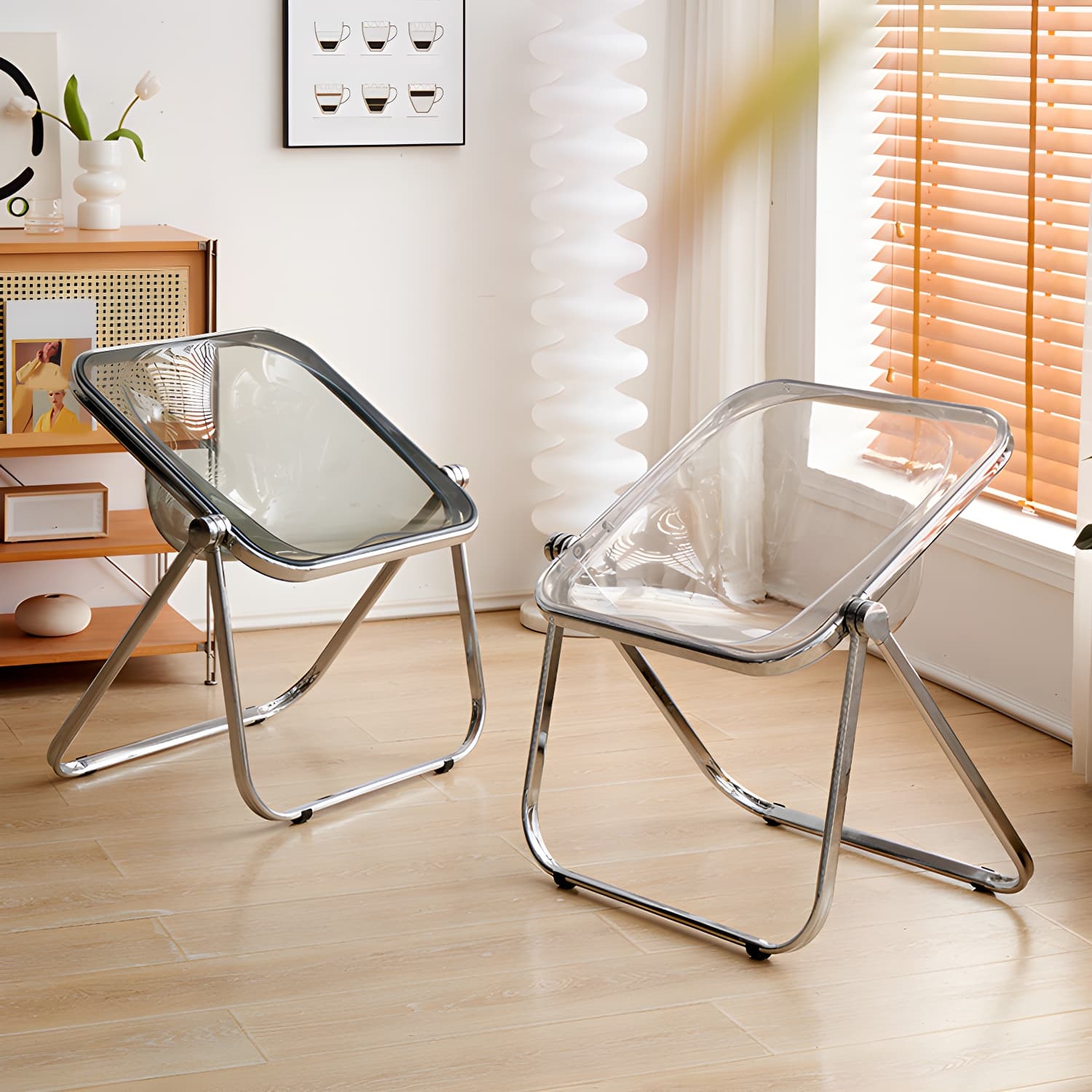 Modern Collapsible Side Chair with Low Back and Foldable Design in Plastic & Acrylic - image 9