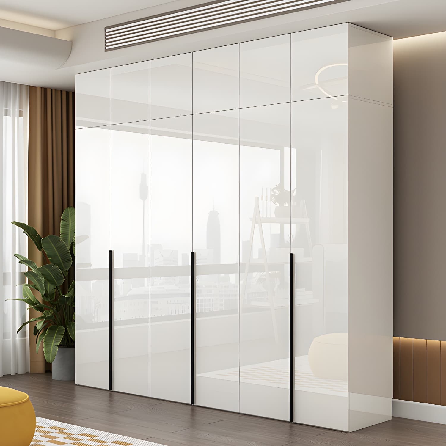 Modern White Wood Wardrobe Armoire - Drawers and Shelves Included