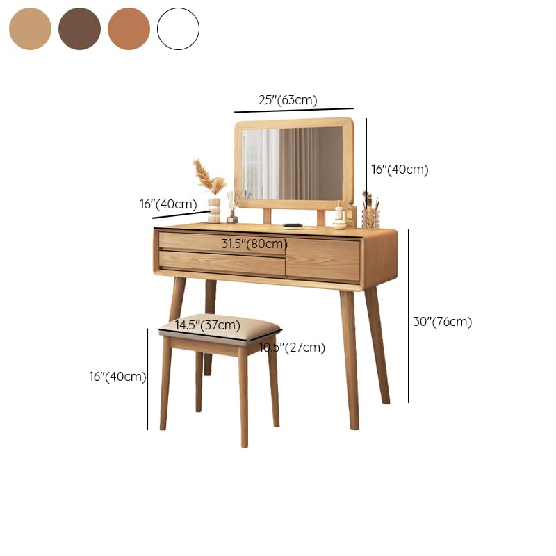 Art Deco Timber Natural/White/Brown Makeup Vanity Set/Makeup Vanity Table with 3 Drawers - image 20