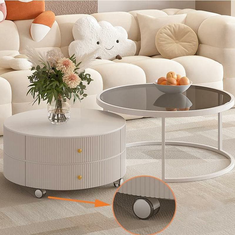 Round Coffee Table - Modern Style, Standard Size, Non-Upholstered, 2 Drawers, Scratch Resistant - image 9