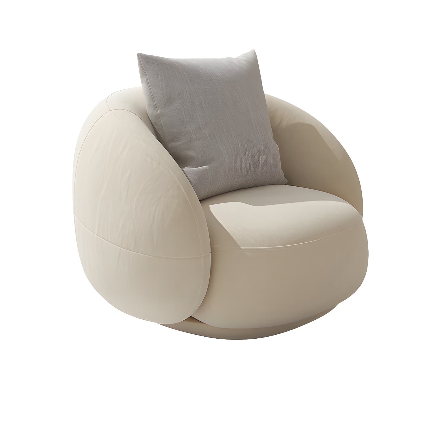 Beige Scandinavian Curved Sofa Tight Back Couch with Tuxedo Arm - image 11