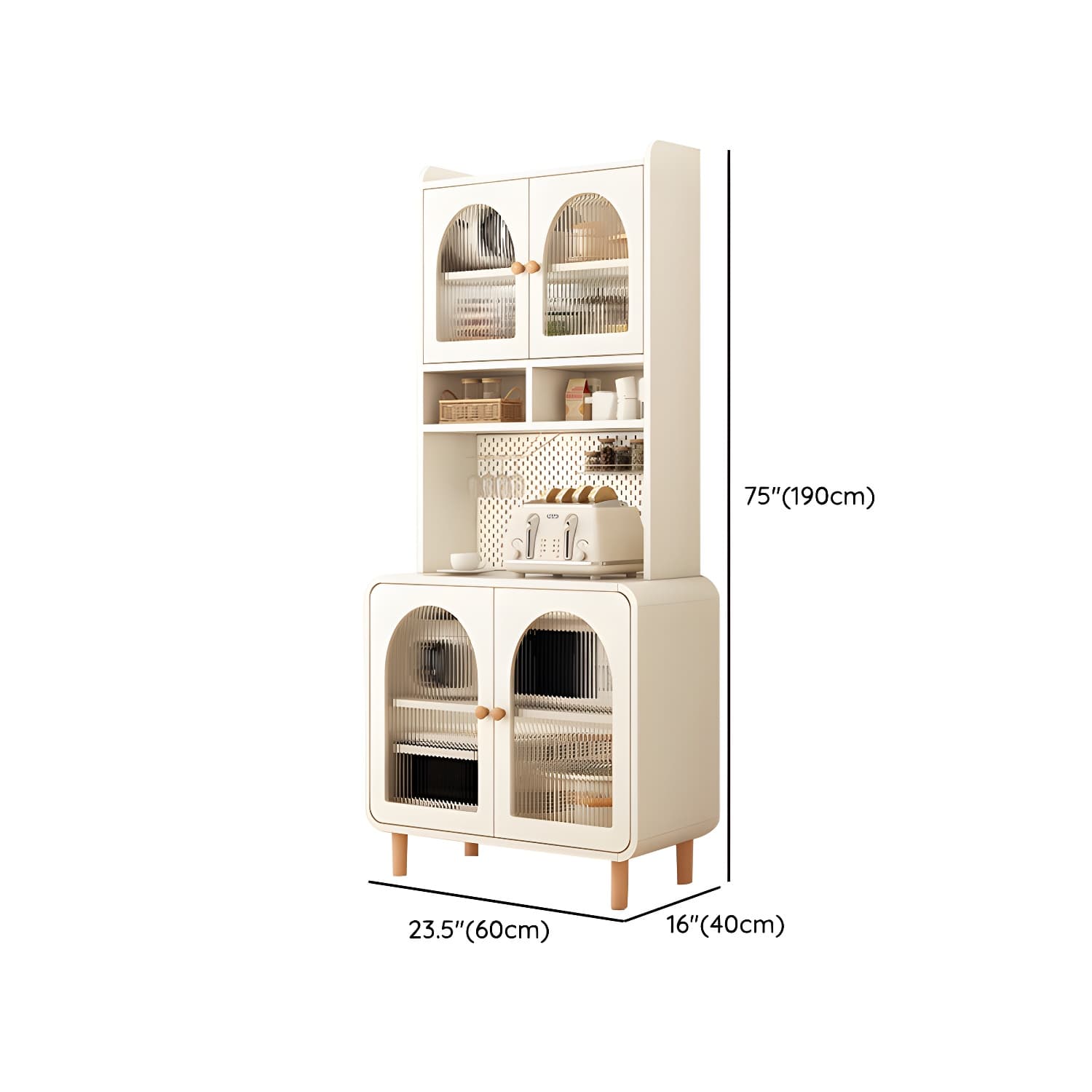 Scandinavian Wood Sideboard Cabinet with Adjustable Shelves and Glass Doors - 40cm Width - image 13