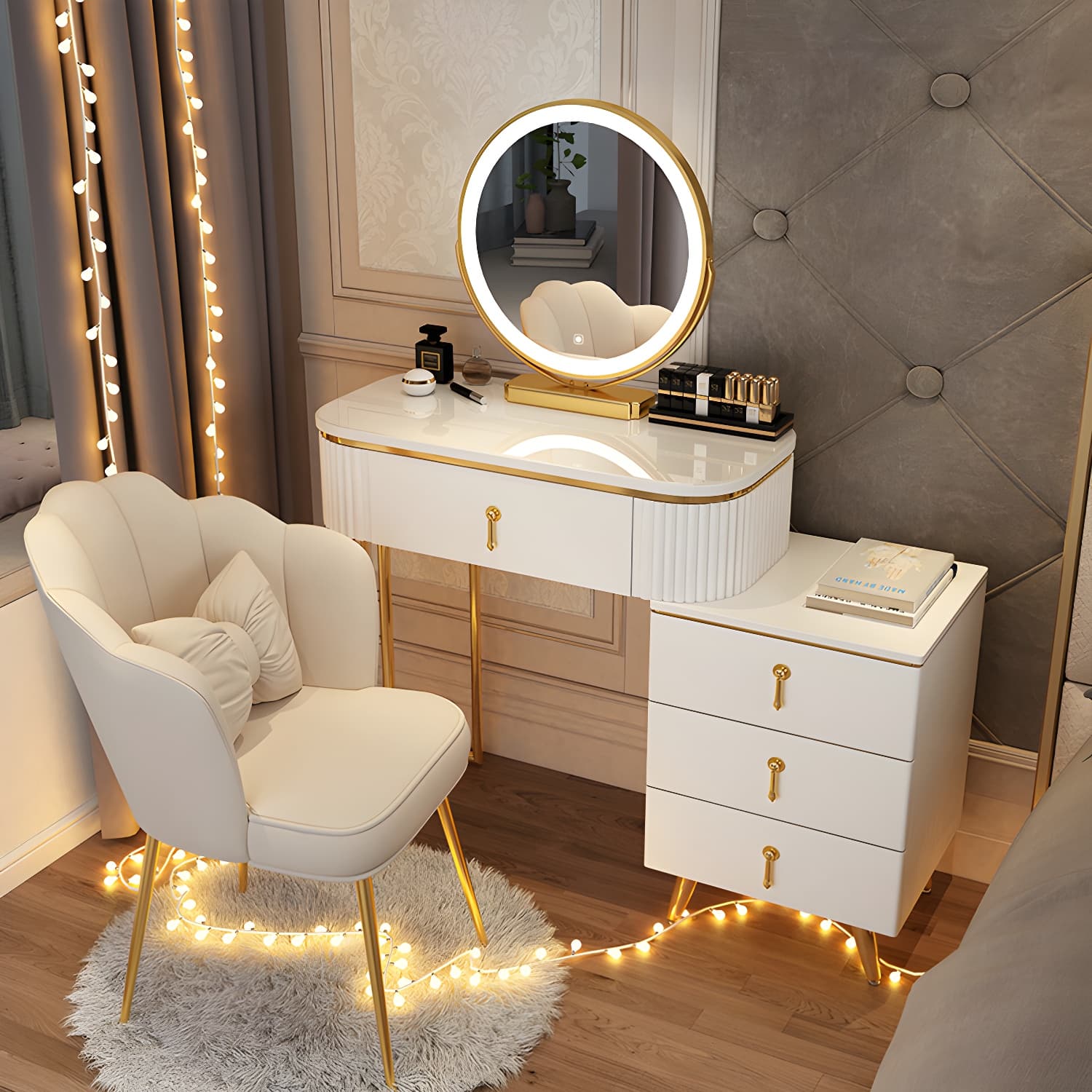 Glam Bedroom Vanity Dressing Table Wood Vanity Dressing Table Set - image 5