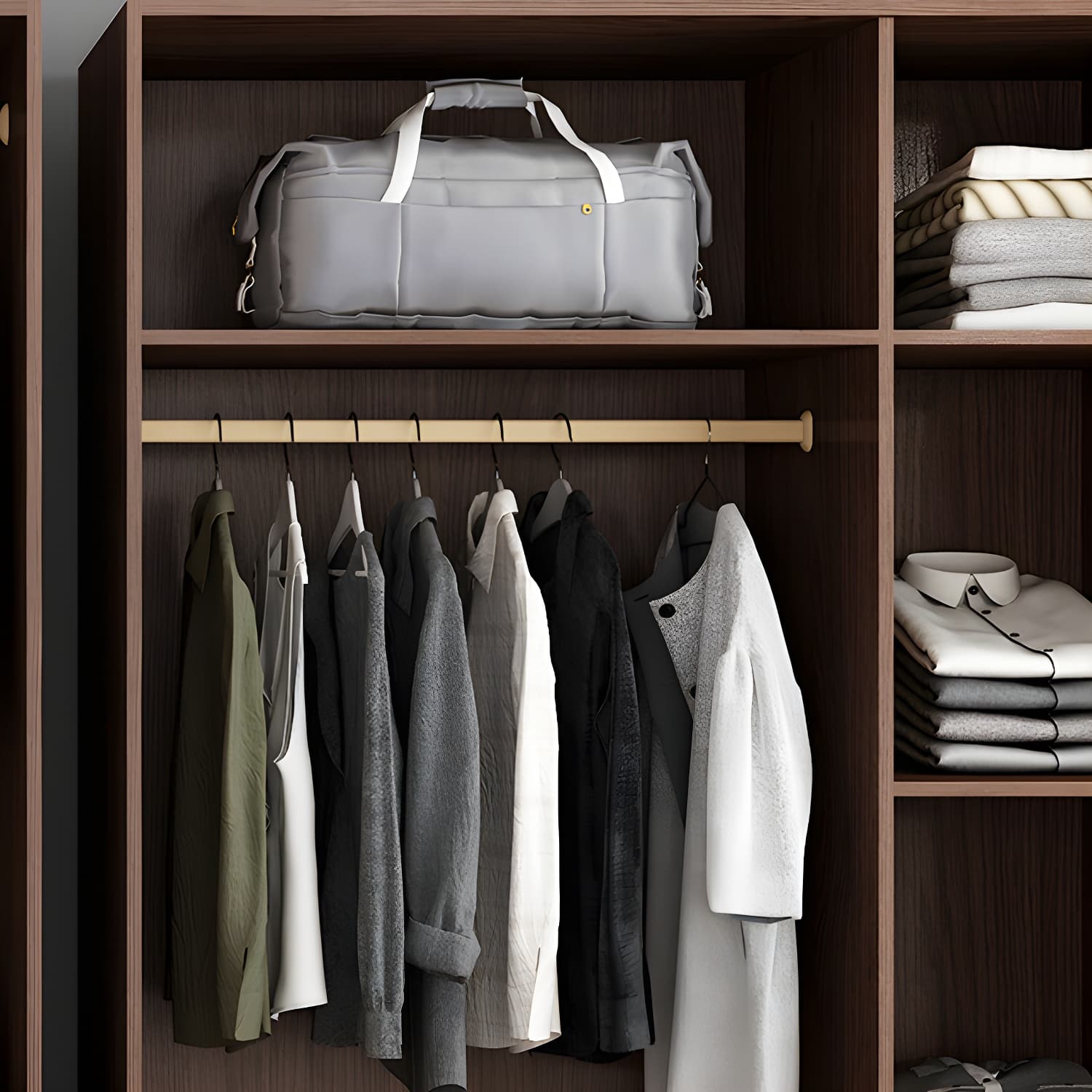 Traditional Wood Wardrobe Armoire with Drawers, Shelves, and Clothing Rod - image 8