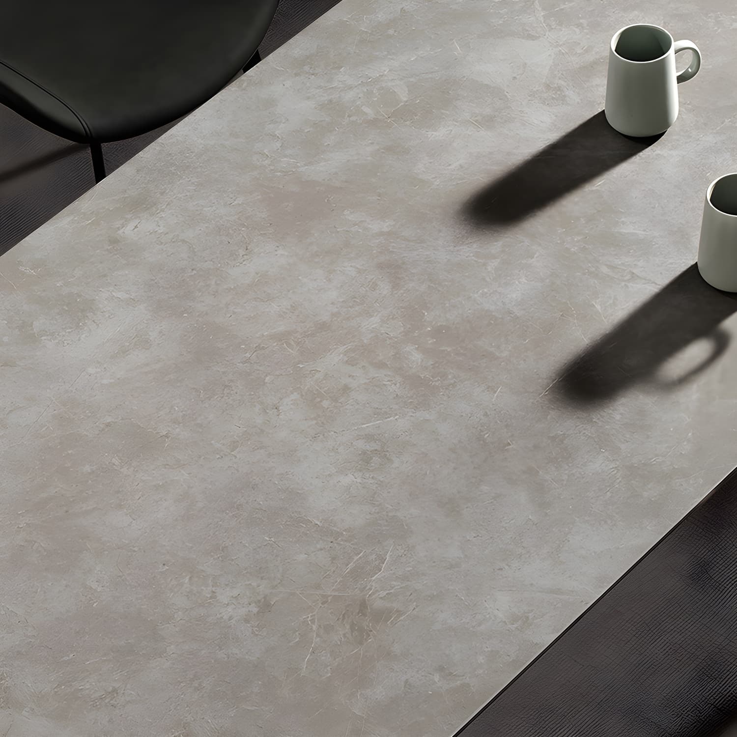 Sleek Rectangle Stone Dining Table with Black Steel Legs, Scratch Resistant - image 8