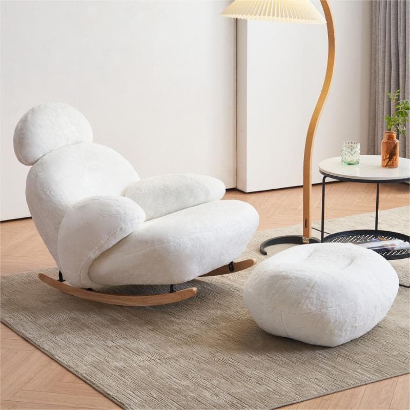 Rocking Chair Couch with Round Arm, Ottoman, Rear Back, Stationary - image 12