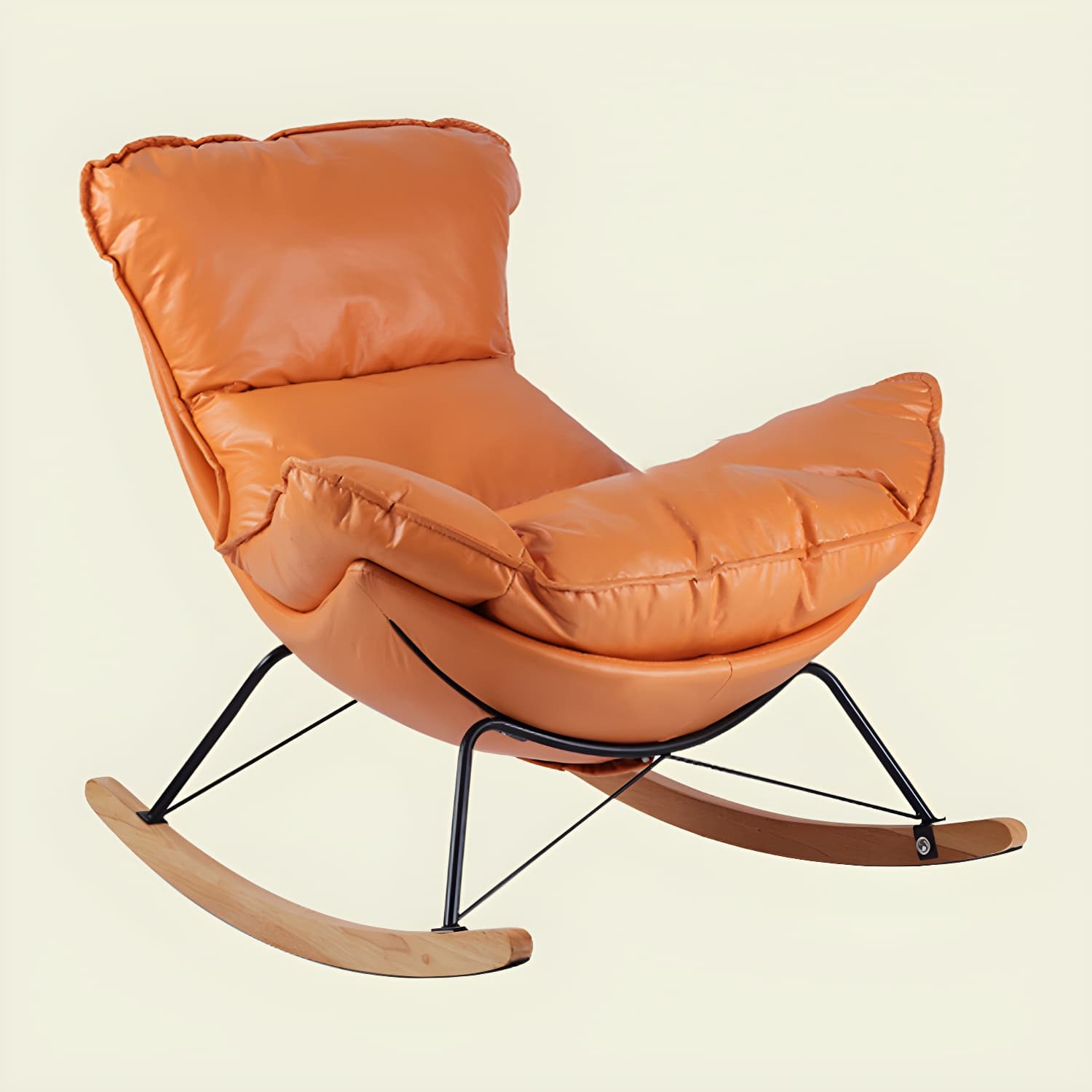 Contemporary Rocking Chair Fabric Upholstered Tufted Wing Chair Back Baby Rocking Chair - image 15