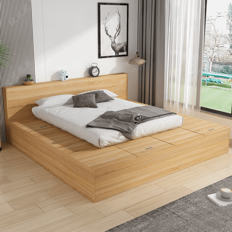 Natural Color Solid Color Storage Included with Storage Drawer for Bedroom