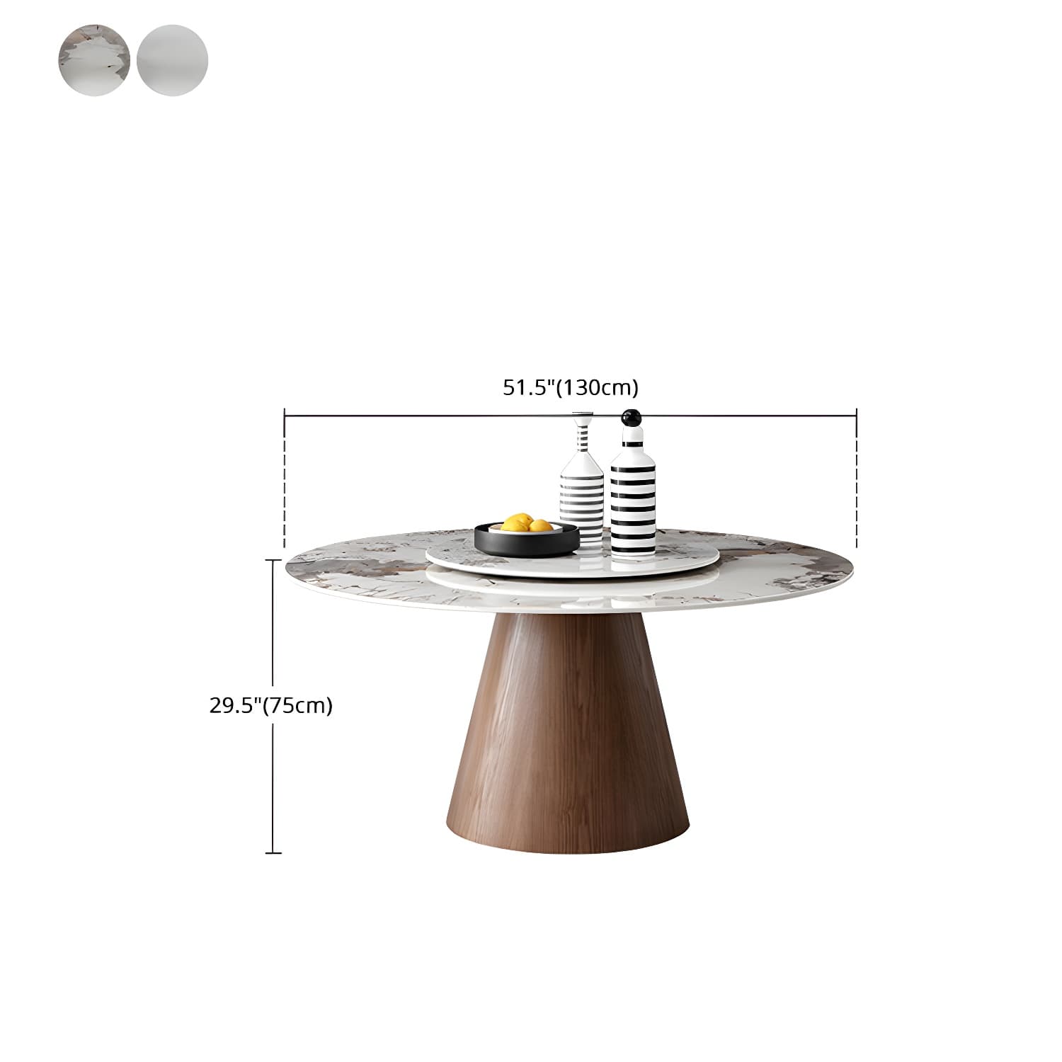 Round Sintered Stone Dining Table Stone Table in White with Pedestal - image 17