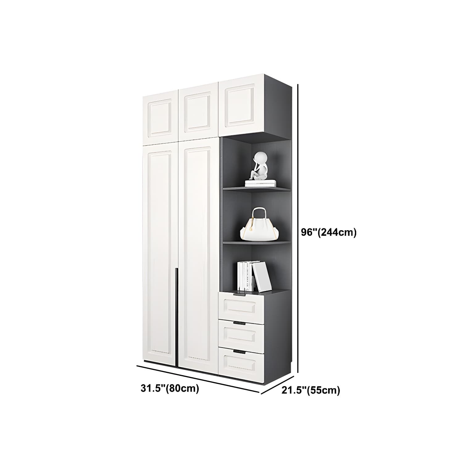 Modern Style Wooden Wardrobe Soft Close Door Wardrobe Closet with Drawer - image 31