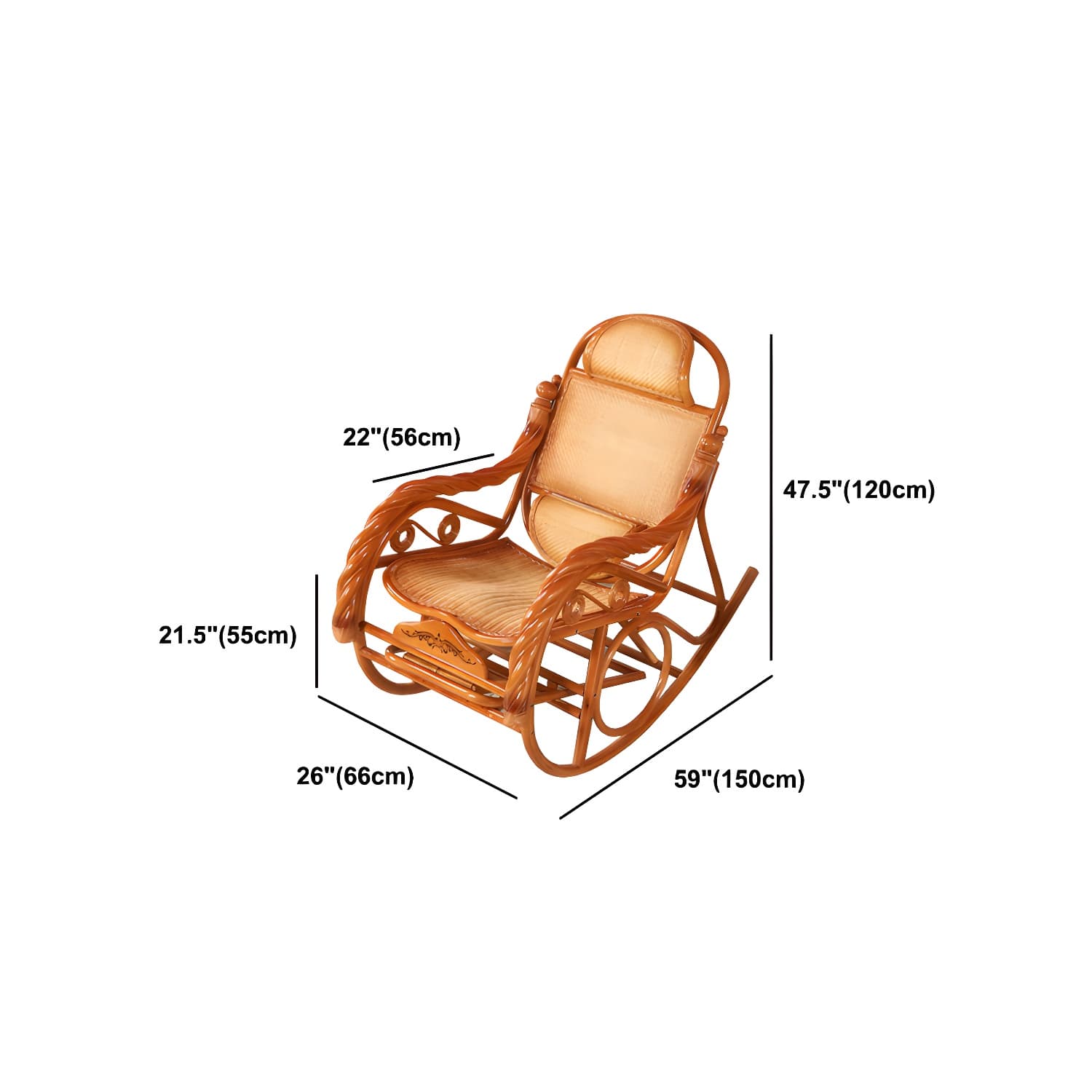 Mid Century Modern Recliner Chair Rattan/Wicker Recliner Chair for Living Room - image 26