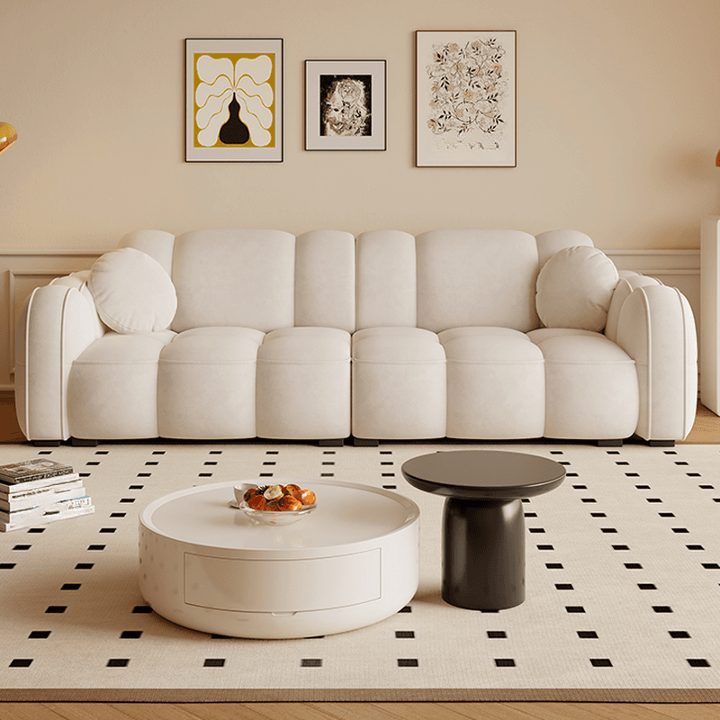 Modern Solid Color Tear Resistant Standard Sofa in Dark Grey/Light Brown/Ivory, 4-seater/3-seater with 2 Pillows - image 12