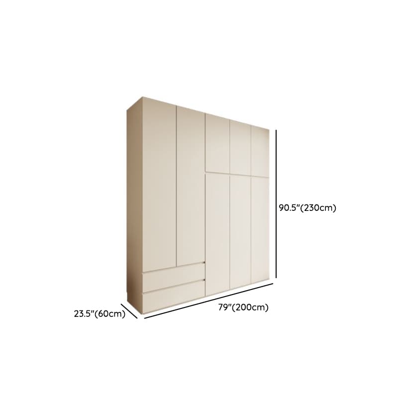Cream Modern Wood Wardrobe Armoire with Soft Close Drawer and Door, Interior Shelves, and Hanging Rod - image 28