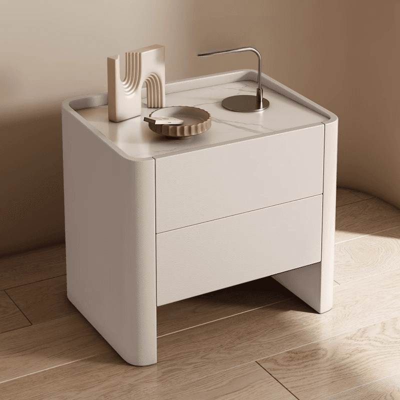 Stylish Drawer Storage Nightstand with 2 Drawers, Stone Countertop, and Leg - image 8
