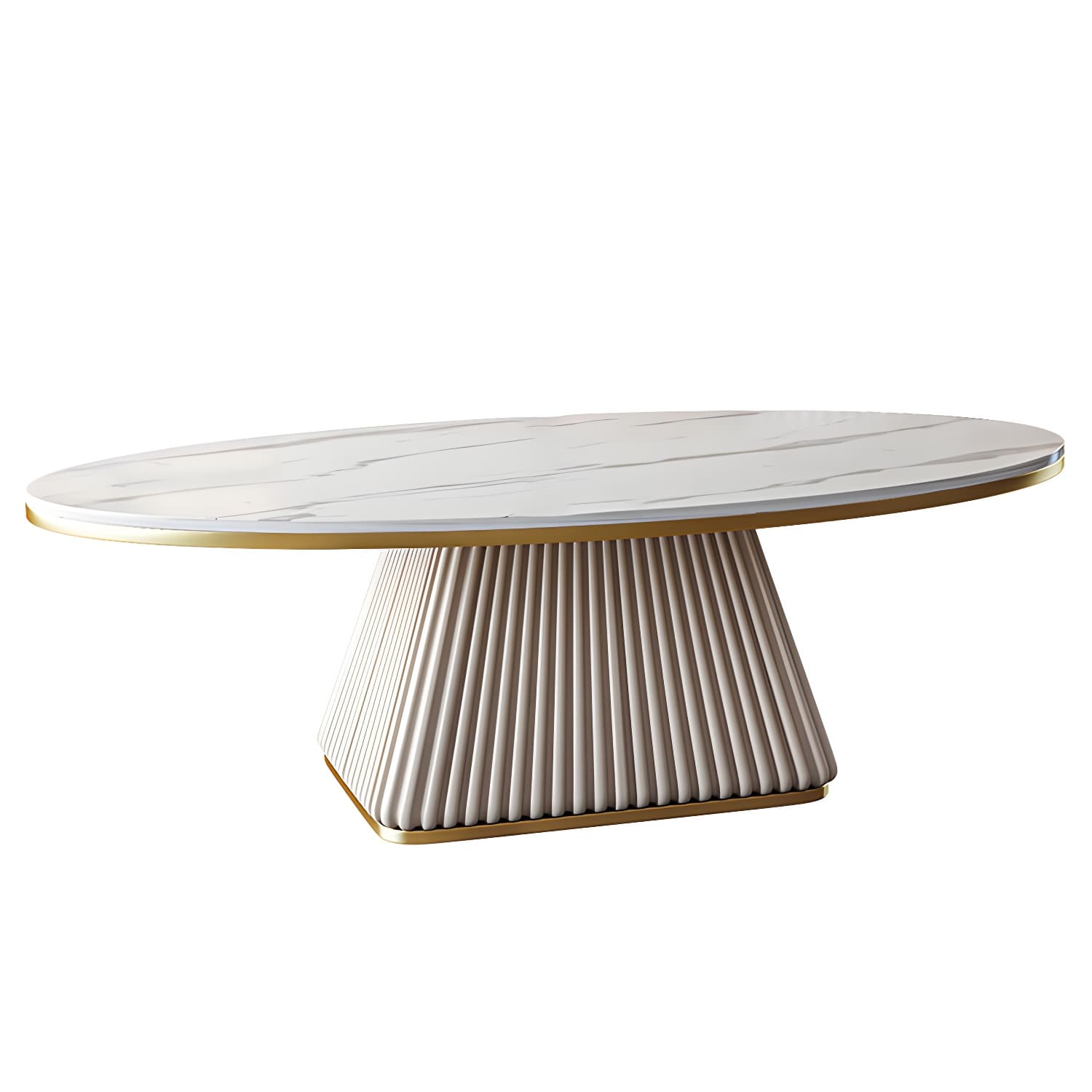 Glam Single Coffee Table Oval Pedestal Coffee Cocktail Table - image 3