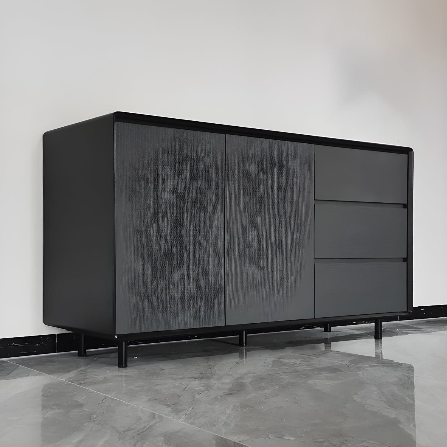Wood Buffet Table Contemporary Style Side Board with Cabinets and Drawers - image 4