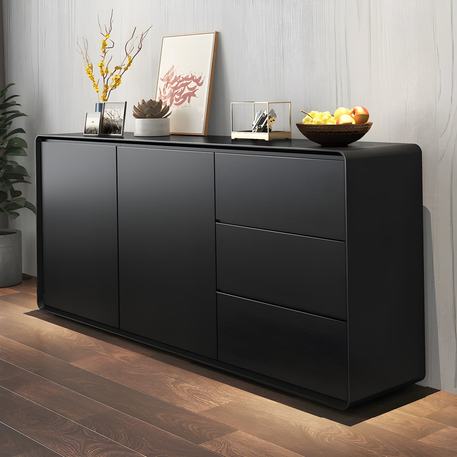 Modern Wood Buffet Sideboard Cabinet with 2 Doors and 3 Drawers