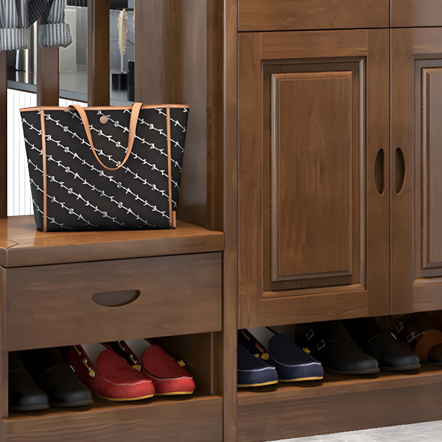 Solid Wood Modern Accent Cabinet with Doors and Drawers for Living Room - image 19
