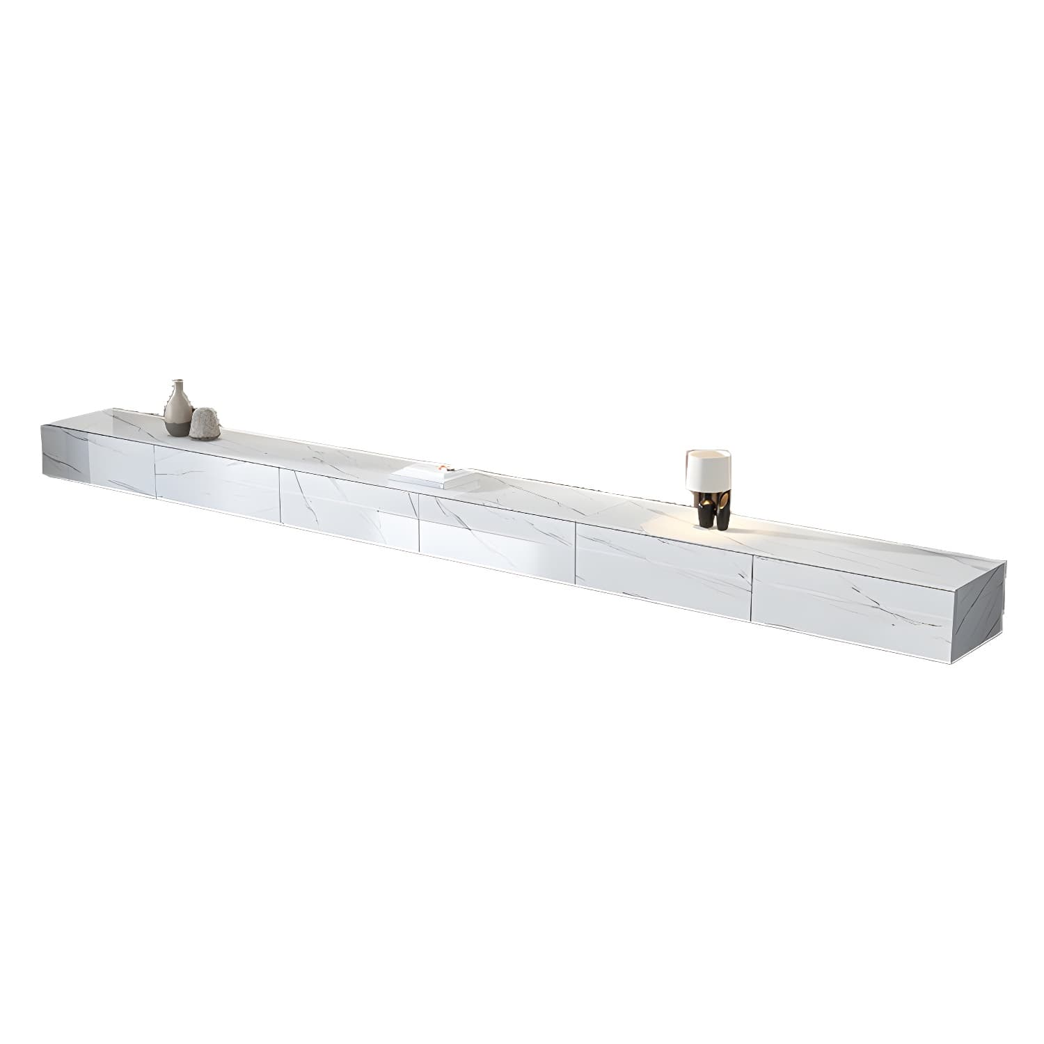 Contemporary 11.02"H TV Media Console Stand in White with Drawers - image 5