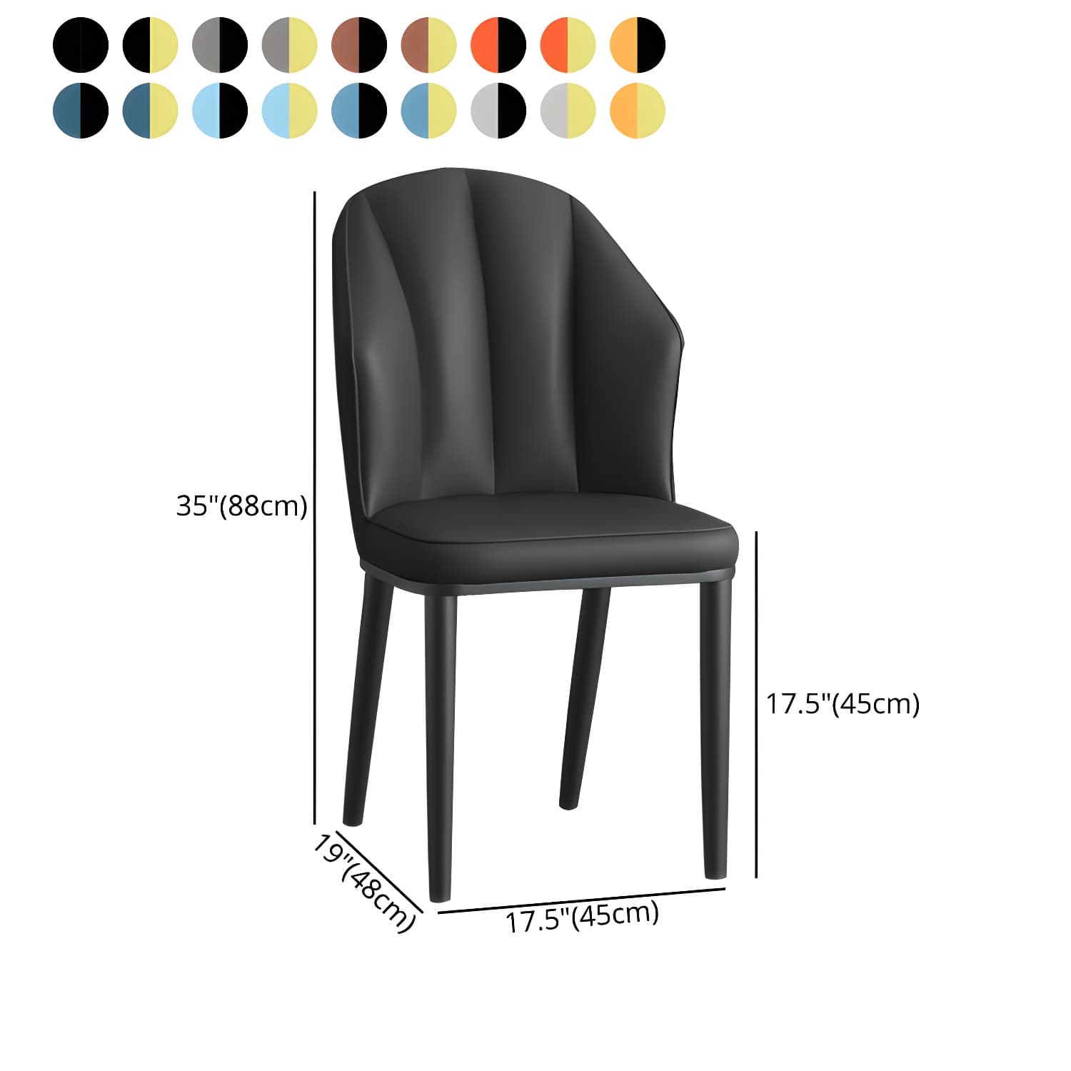 Glam Metal Dining Room Chairs Armless Upholstered Side Leather Chairs for Restaurant - image 19