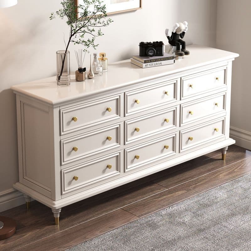 Horizontal/Vertical Chalk Wood Double Dresser/Bachelor Chest/Lingerie Chest with Drawers