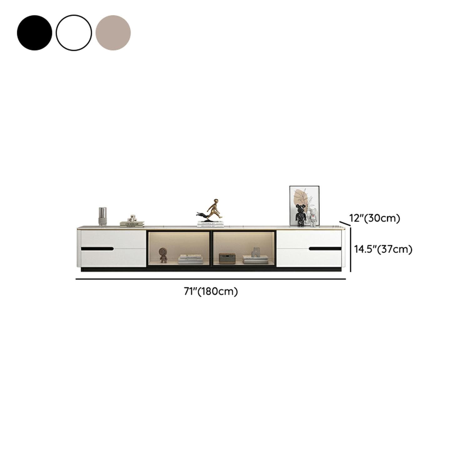 Modern Stone TV Stand with Drawers and Cabinet Low Profile Cable Management Fully Assembly Required - image 16