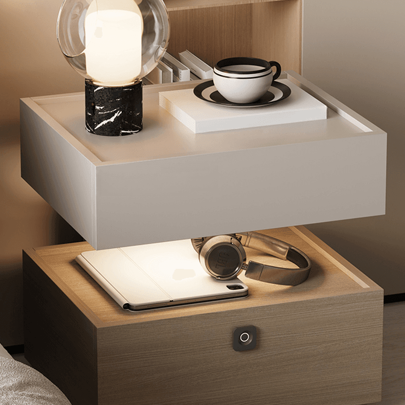 Organic Modern Nightstand With Drawer Organization Featuring Particle Board Wood and Illuminating Lighting - image 15