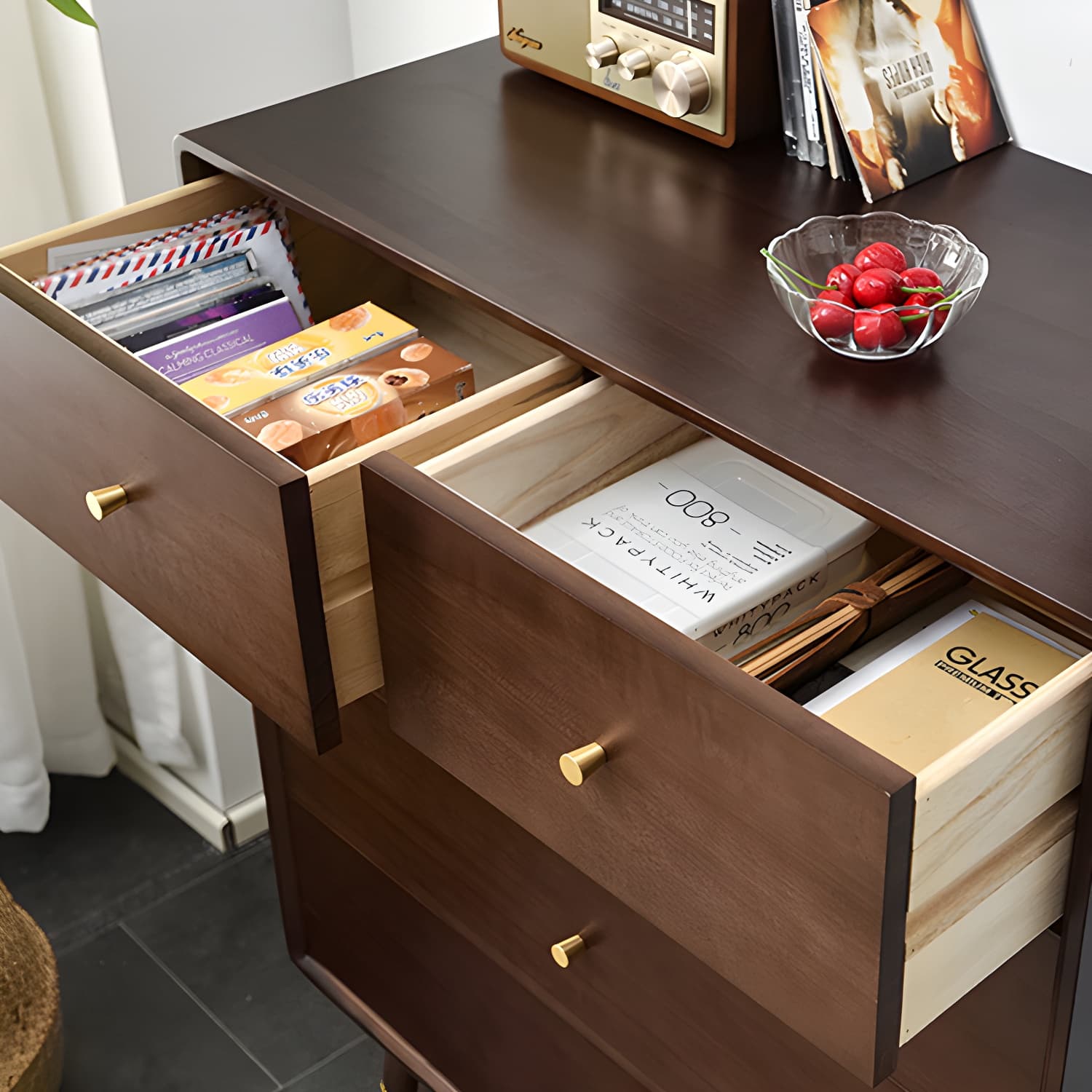 Solid Wood Accent Chest Mid Century Drawers Included Cabinet - image 10