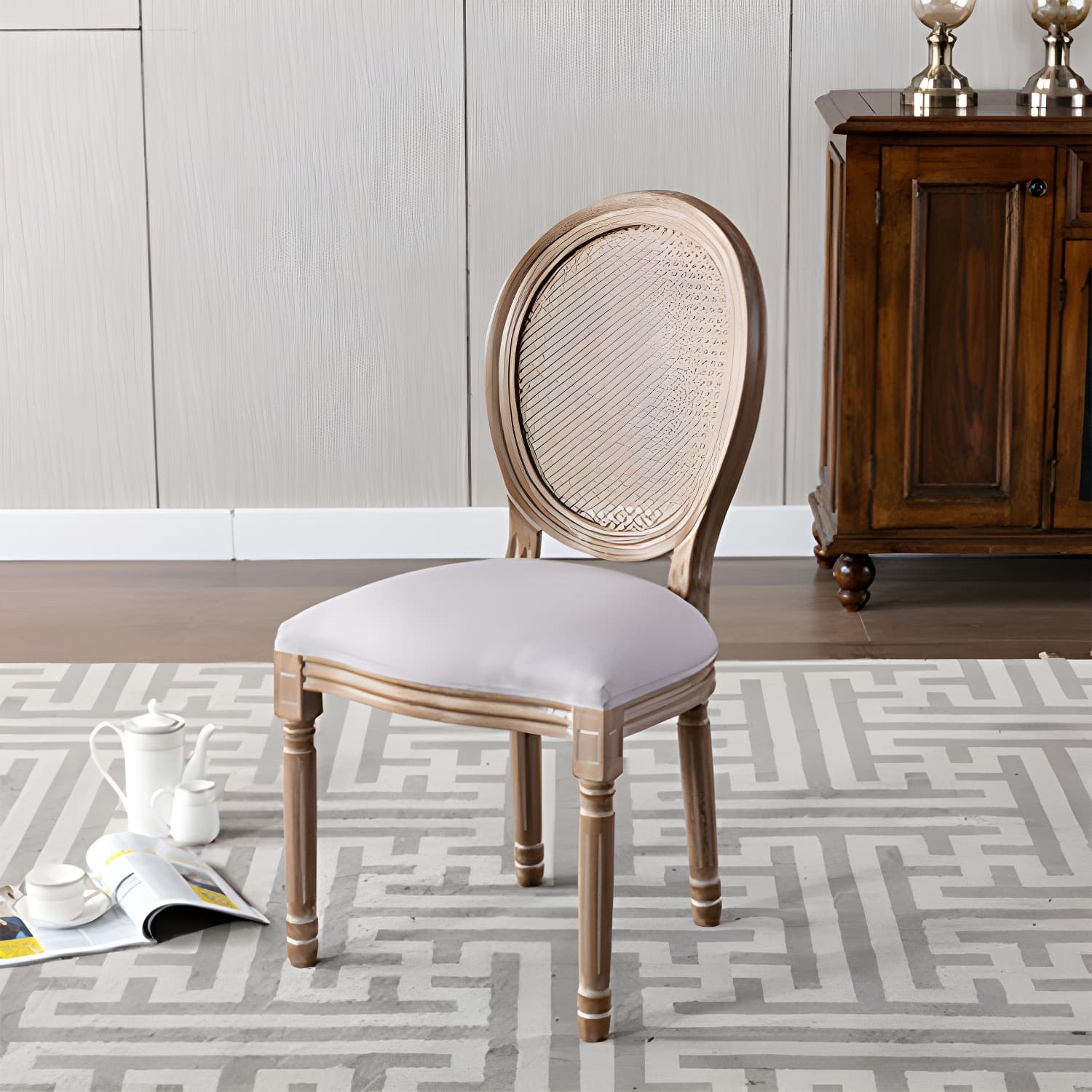 Farmhouse Dining Chair with Wood Legs King Louis Back Side Chair for Home Use - image 6