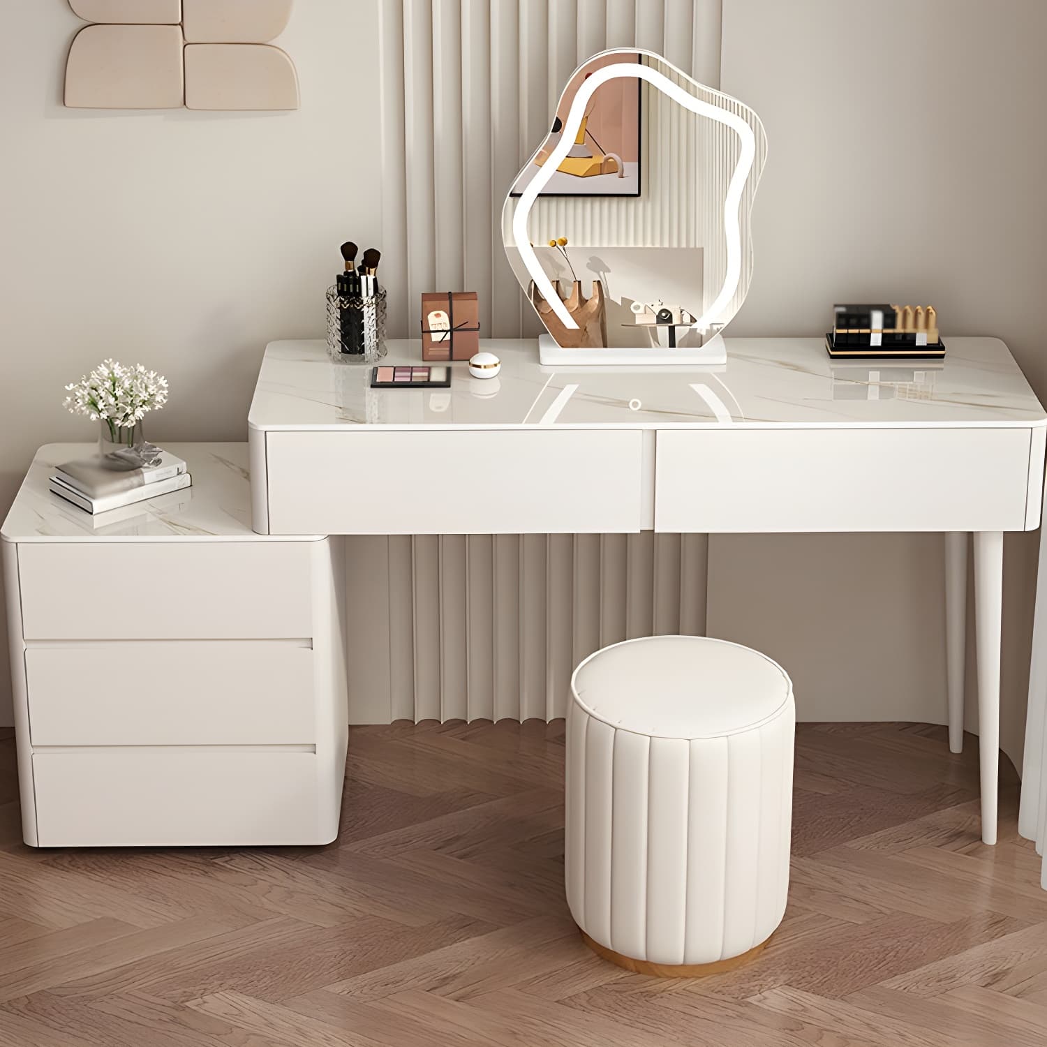 Modern Wood Makeup Vanity with Soft Close Drawer Glides & 2 Drawers - image 12