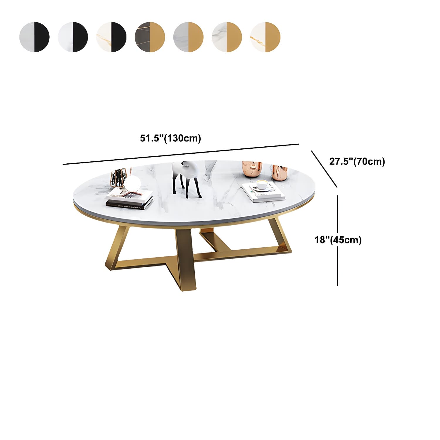 Slate Oval Coffee Table Minimalist Coffee Table for Living Room - image 13