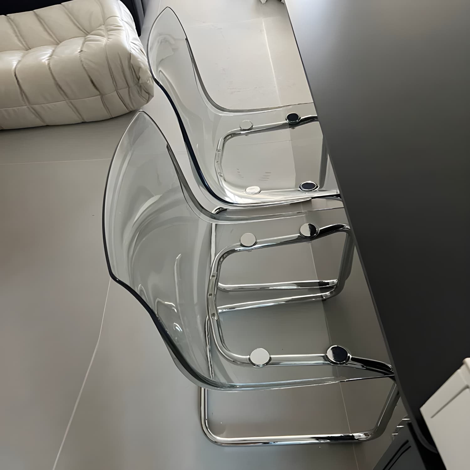Scandinavian Style Silver Leg Plastic & Acrylic Side Chair for Kitchen & Dining - image 10