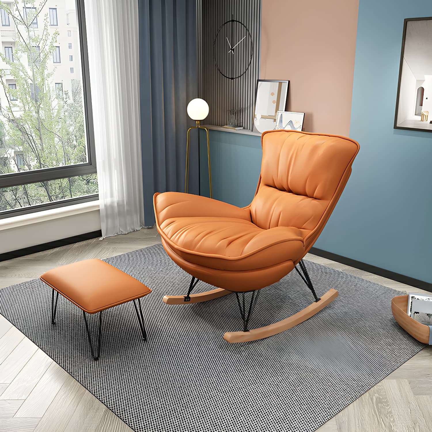 31" Wide Upholstered Rocking Accent Chair with Light Legs for Living Room - image 9