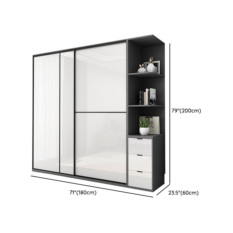 Art Deco Freestanding Chalk Manufactured Wood Cabinet Armoire with Hanging Rod, Interior Shelves & Soft Close Drawer - image 35