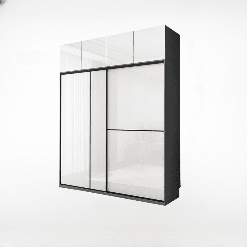 Art Deco Freestanding Chalk Manufactured Wood Cabinet Armoire with Hanging Rod, Interior Shelves & Soft Close Drawer - image 6