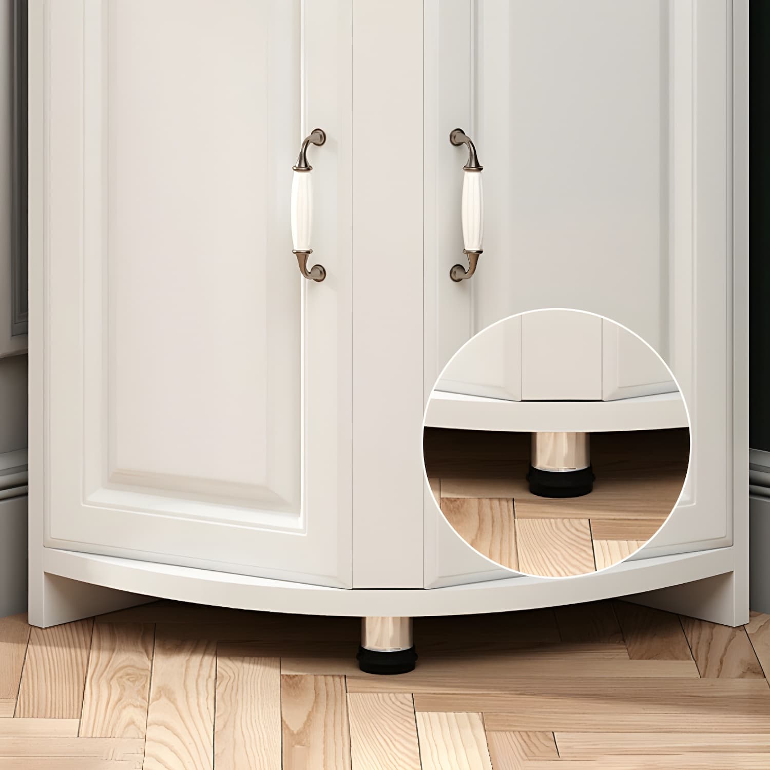 Modern White Corner Accent Cabinet with Glass Doors and Cabinets Included - image 7