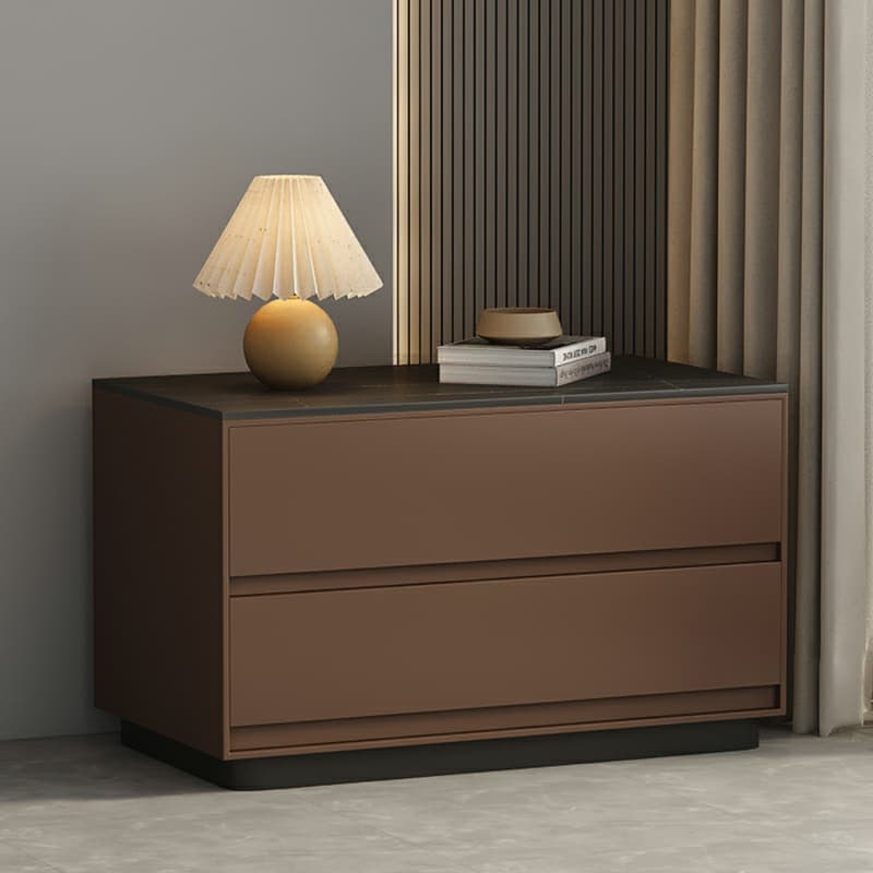 Modern Two-Drawer Wood Nightstand - Small Size - No Distressing - 40cm Width - image 3