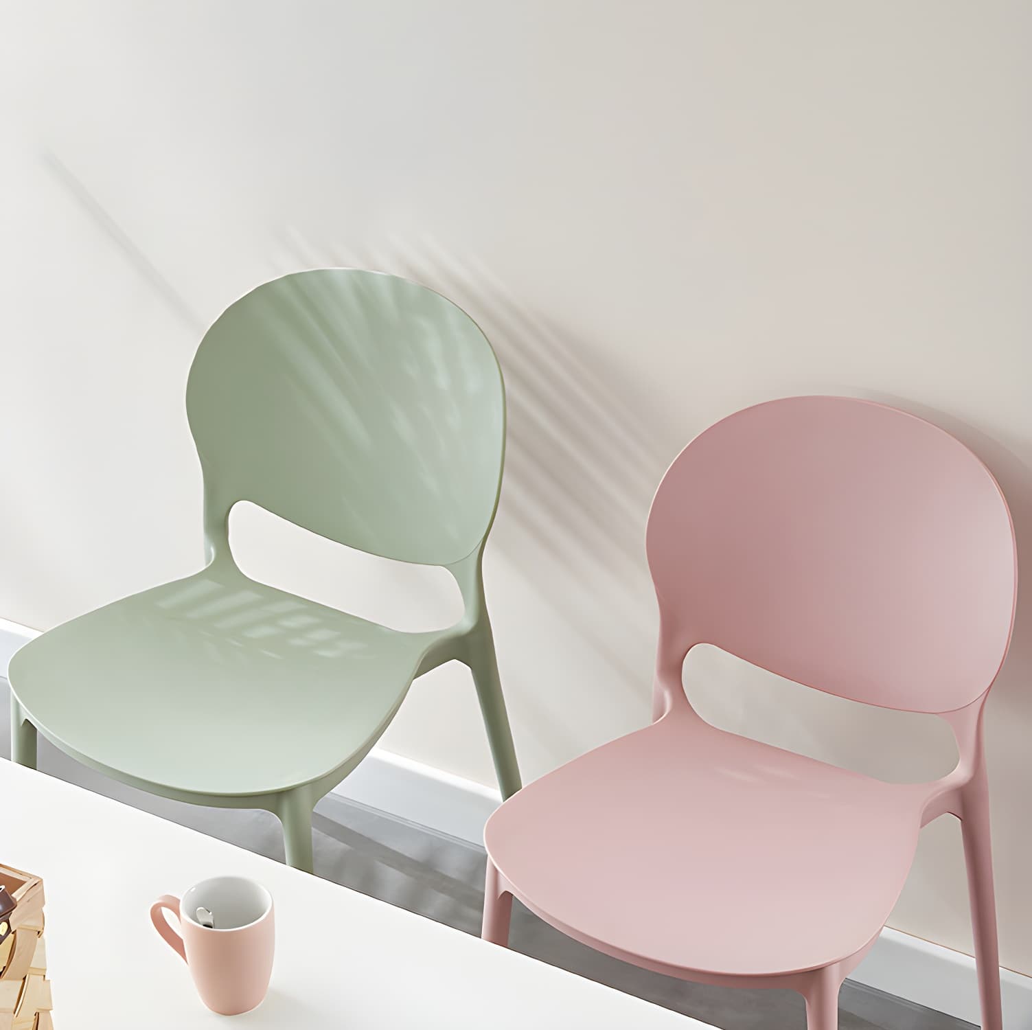 Scandinavian Plastic Dining Side Chair Open Back Matte Finish Dining Chair - image 31