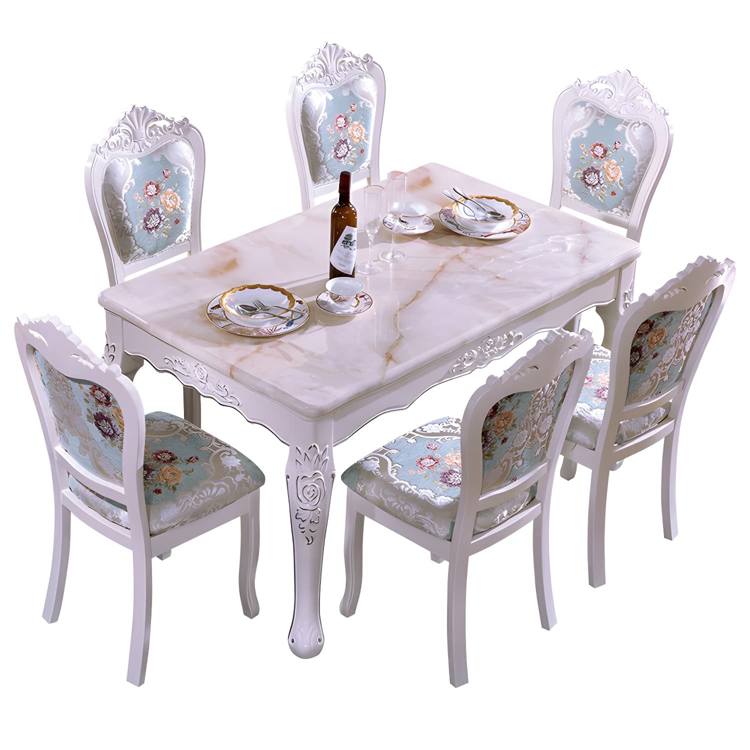 Victorian Style Wood Dining Set - Solid Wood Construction with Warranty - 5-Piece Set - image 14