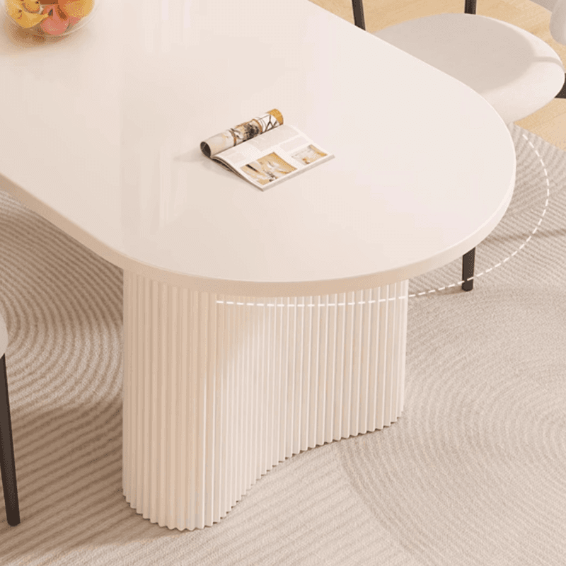 Art Deco Dining Table with Ivory Stone Top, Standard Height, Scratch-shielded, Fixed Table Mechanism - image 11