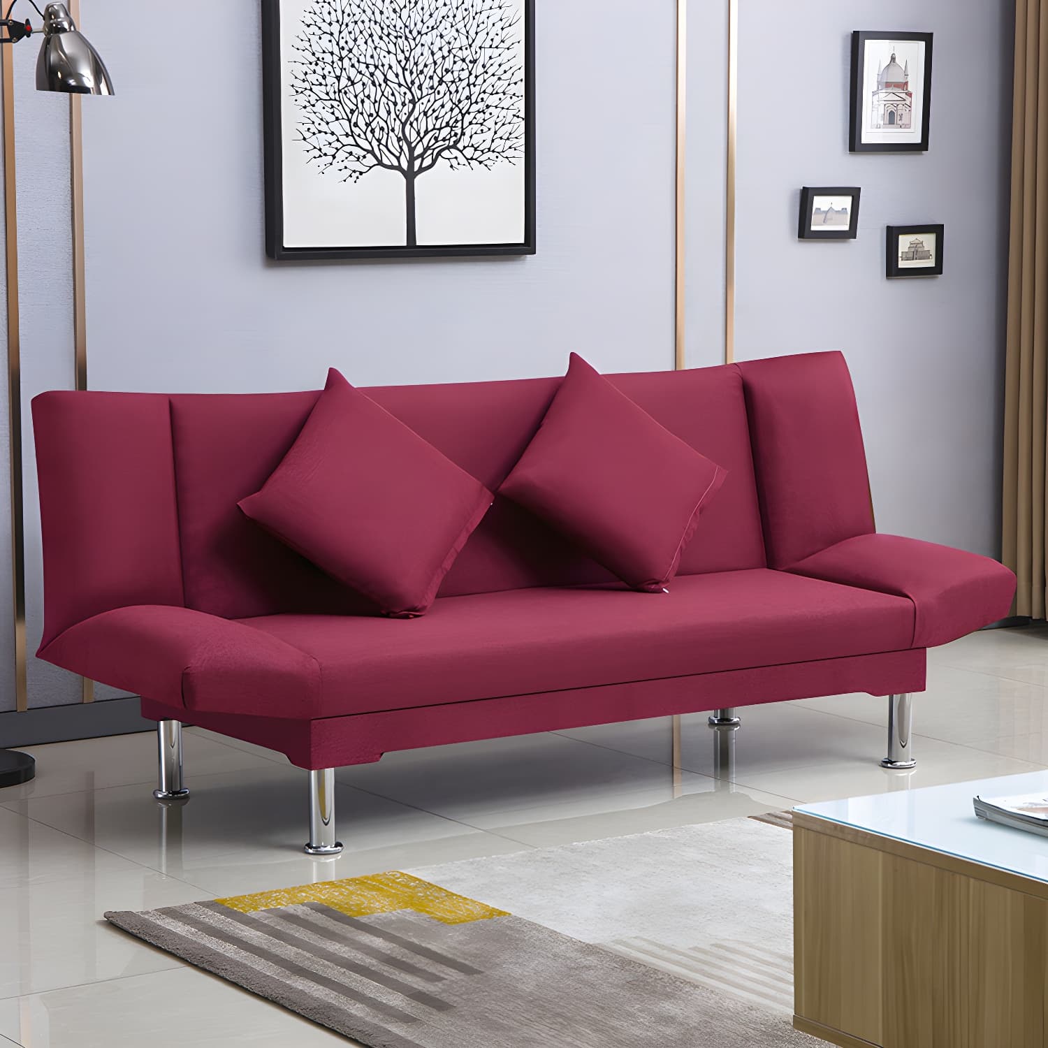 Silver Transitional Modern Tight Back Sofa Bed 29.53"High Armless Sofa Bed - image 10